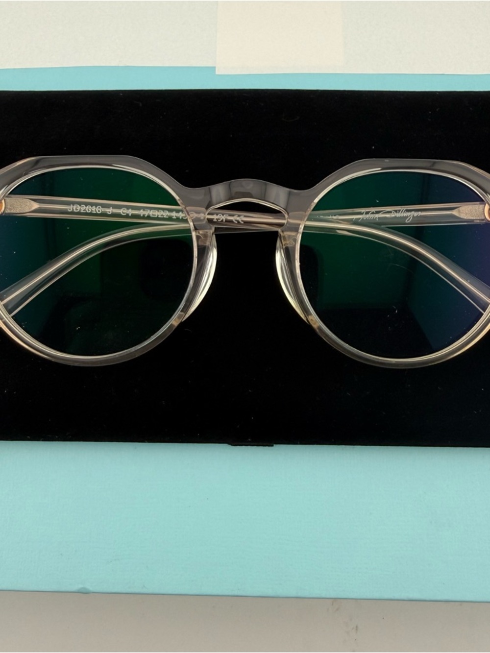 John Dillinger Owndays JD2018-J C4-Clear Grey Tint Pentagonal Frame Glasses